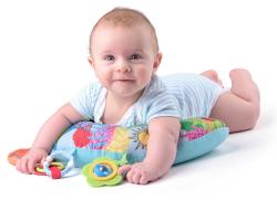 NINY PLYŠ Baby polohovací půlměsíc zvířátka s kousátky a chrastítky pro miminko