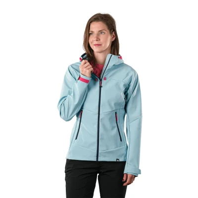 Northfinder DAMARIS-368skyblue dámská turistická softshellová bunda s kapucí