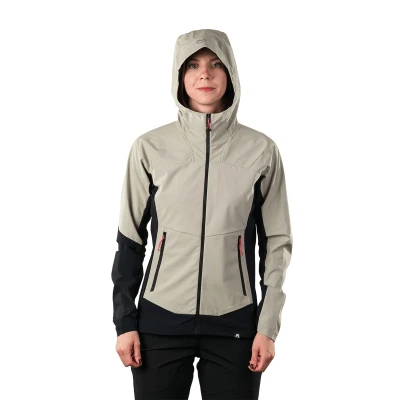 Northfinder JAYLYN-263greengrey dámská turistická softshellová bunda s kapucí