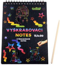 Notes vyškrabovací duhový 14x20cm 12 listů set s nástrojem