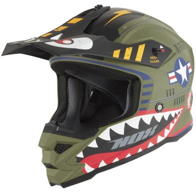 NOX N761 Fly Fighter khaki-vícebarevná dětská motokrosová helma na motorku