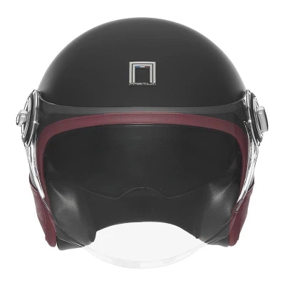 NOX Otevřená helma PREMIUM Heritage matná černá s červenou kůží XS + sleva 300,- na příslušenství