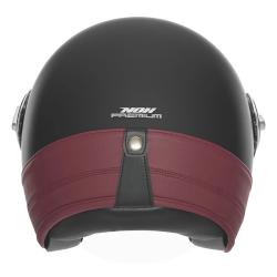 NOX Otevřená helma PREMIUM Heritage matná černá s červenou kůží XS + sleva 300,- na příslušenství