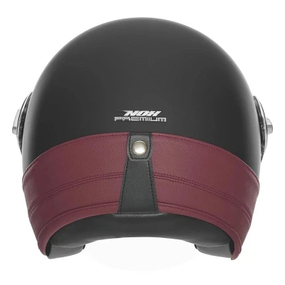 NOX Otevřená helma PREMIUM Heritage matná černá s červenou kůží XS + sleva 300,- na příslušenství