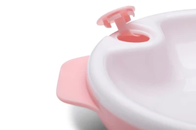 Nuvita Set termotalířku se silikonovou lžičkou a hrnečkem Pastel pink