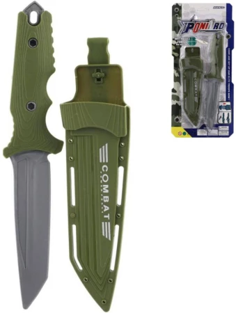 Nůž dětský army vojenský zelený plastový 25cm set s pouzdrem