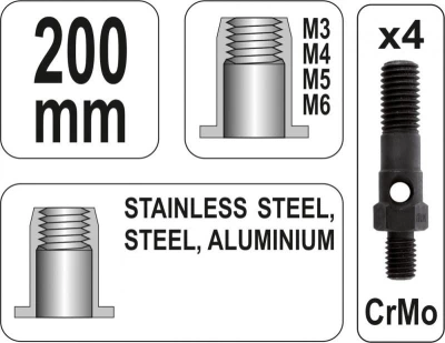 Yato Nýtovací kleště pro matice 200mm M3,M4 M5,M6