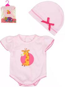 Oblečení pro panenku miminko 36-46cm žirafa body s čepičkou