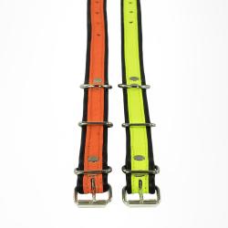 Obojek kožený s textilní vsadkou FLUO 45 x 2,0 cm