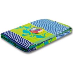 Oboustranná plážová osuška Lovely Home Crazy Flamingo zelená