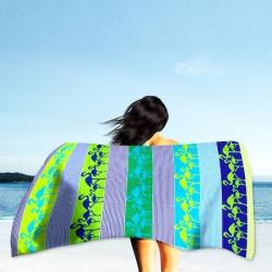 Oboustranná plážová osuška Lovely Home Crazy Flamingo zelená