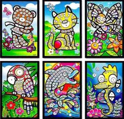 Obrázek nalepovací třpytivý 10x15cm samolepková mozaika zvířátka 6 druhů