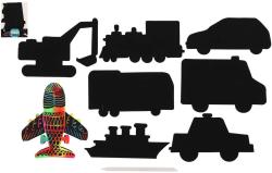 Obrázek škrabací duhový výřez dopravní prostředky set 8ks s nástrojem Obrázek škrabací duhový výřez dopravní prostředky set 8ks s nástrojem