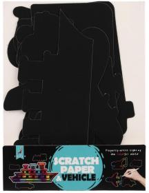 Obrázek škrabací duhový výřez dopravní prostředky set 8ks s nástrojem