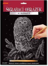 Obrázek vyškrabovací Zvířáta stříbrný kreativní set se škrabacím perem 3 druhy