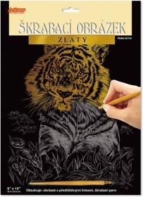Obrázek vyškrabovací Zvířáta zlatý kreativní set se škrabacím perem 3 druhy