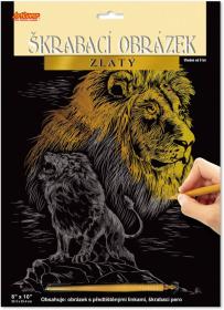 Obrázek vyškrabovací Zvířáta zlatý kreativní set se škrabacím perem 3 druhy