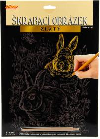 Obrázek zlatý škrabací zvířátka vyškrabovací set s nástrojem 3 druhy v sáčku