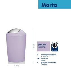 Odpadkový koš Marta plast, fialová 21x15 cm