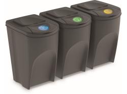 Prosperplast Odpadkový koš SORTIBOX 3 x 35 l šedý Prosperplast Odpadkový koš SORTIBOX 3 x 35 l šedý