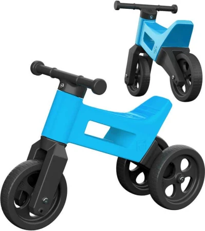 Odrážedlo Funny Wheels 2v1 dětské odstrkovadlo tříkolka / 2 kola MODRÉ plast