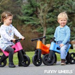 Odrážedlo Funny Wheels 2v1 dětské odstrkovadlo tříkolka / 2 kola RŮŽOVÉ plast