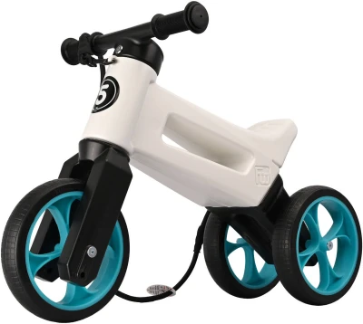 Odrážedlo FUNNY WHEELS Rider SuperSport 2v1 odstrkovadlo Bílé/Tyrkys sáček