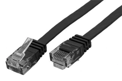 Patch kabel UTP cat 6, 3m plochý - černý Patch kabel UTP cat 6, 3m plochý - černý