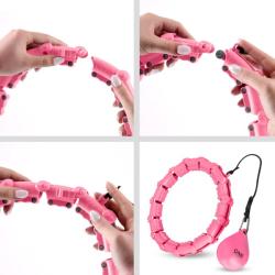 ONE FITNESS Masážní hula hoop OHA02 se závažím růžová
