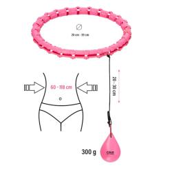 ONE FITNESS Masážní hula hoop OHA02 se závažím růžová