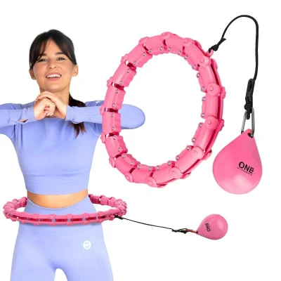 ONE FITNESS Masážní hula hoop OHA02 se závažím růžová (VÝPRODEJ)