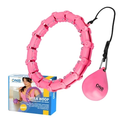 ONE FITNESS Masážní hula hoop OHA02 se závažím růžová (VÝPRODEJ)