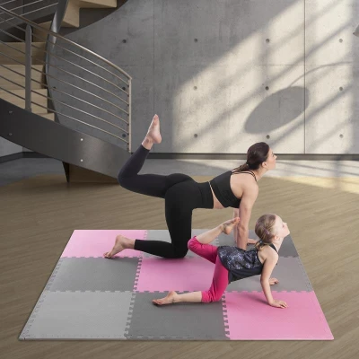 ONE FITNESS Ochranná puzzle podložka MP10 růžovo-šedá