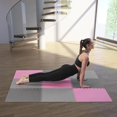 ONE FITNESS Ochranná puzzle podložka MP10 růžovo-šedá