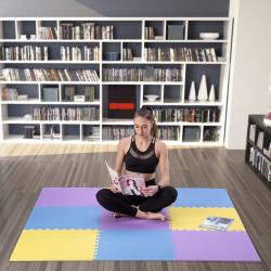 ONE FITNESS Ochranná puzzle podložka MP10 žlutá-modrá-fialová