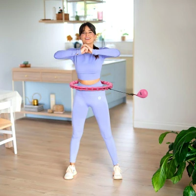 ONE FITNESS Sada masážní hula hoop OHA02 se závažím a zeštíhlujícího pásu BR160 růžová
