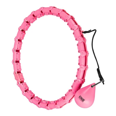 ONE FITNESS Sada masážní hula hoop OHA02 se závažím a zeštíhlujícího pásu BR160 růžová