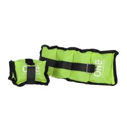 ONE FITNESS Záťaže na zápästie a členky WW02 2 x 1,5 kg zelené