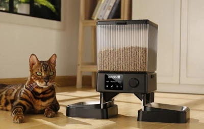 Oneisall Duální automatický dávkovač krmiva pro domácí zvířata bez WIFI
