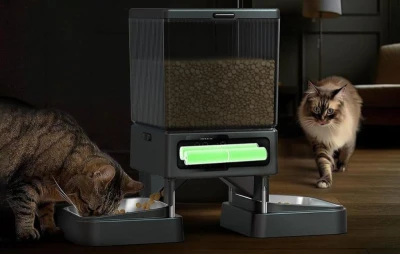Oneisall Duální automatický dávkovač krmiva pro domácí zvířata bez WIFI