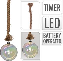 Osvětlení Koule LED pr.20cm skl.PERL.,na laně 95cm s časovačem