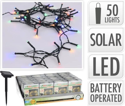 Osvětlení solární 2m, 50LED, barevné, ZE drát Osvětlení solární 2m, 50LED, barevné, ZE drát