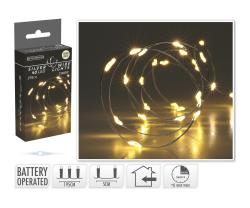 Osvětlení vánoční 1,95m 40LED teplá BÍ, drát, s časovačem, IP44 Osvětlení vánoční 1,95m 40LED teplá BÍ, drát, s časovačem, IP44