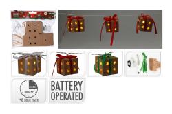Osvětlení vánoční 1,2m 10LED DÁRKOVÉ KRABIČKY 5cm, s časovačem, mix