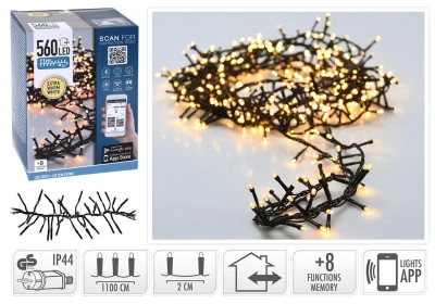 Osvětlení vánoční 11m 560LED teplá BÍ, APP, 8 funkcí Osvětlení vánoční 11m 560LED teplá BÍ, APP, 8 funkcí