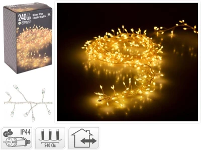 Osvětlení vánoční 2,4m 240LED teplá BÍ, STŘ drát Osvětlení vánoční 2,4m 240LED teplá BÍ, STŘ drát