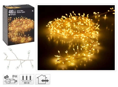 Osvětlení vánoční 4,8m 480LED teplá BÍ, STŘ drát Osvětlení vánoční 4,8m 480LED teplá BÍ, STŘ drát