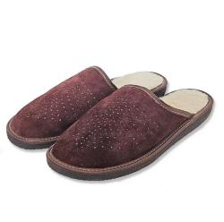 Ovčíno pánské hnědé kožené pantofle s ovčí vlnou POUZE EU 41 (VÝPRODEJ)