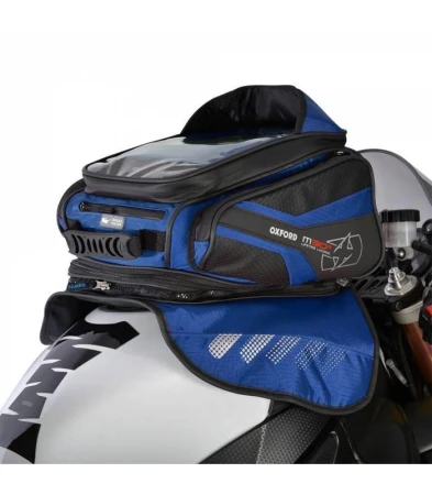 Oxford Tankbag na motocykel M30R, (čierny/modrý, s magnetickou základňou, objem 30 l)