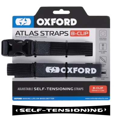 Oxford Atlas B-Clip šedé 2 ks 26 mm x 1,2 m zavazadlové popruhy